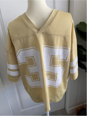 Urban Outfitters Good Game Football Jersey Tee Gold Mesh V-Neck Small
